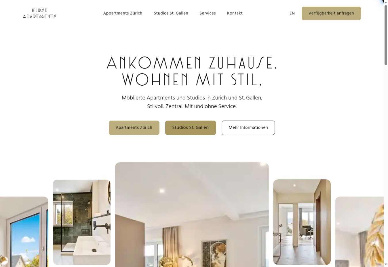 Website von First Apartments auf einem Laptop-Bildschirm
